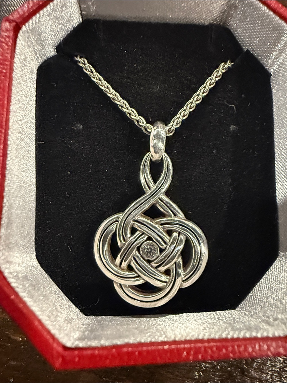 Brighton Interlok Petite Necklace Silver Tone Knot Pendant
